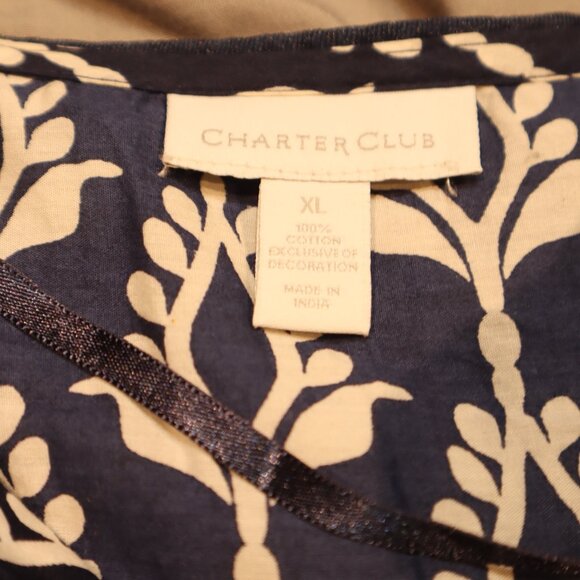 Charter Club Sheer Boho Tunic Top – Navy/Tan – Gold Clasp – Size XL - Picture 7 of 9